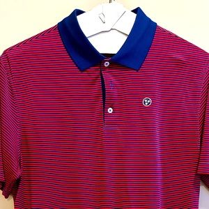 Volunteer Traditions Golf Polo Red/Blue Stripe. Size Large